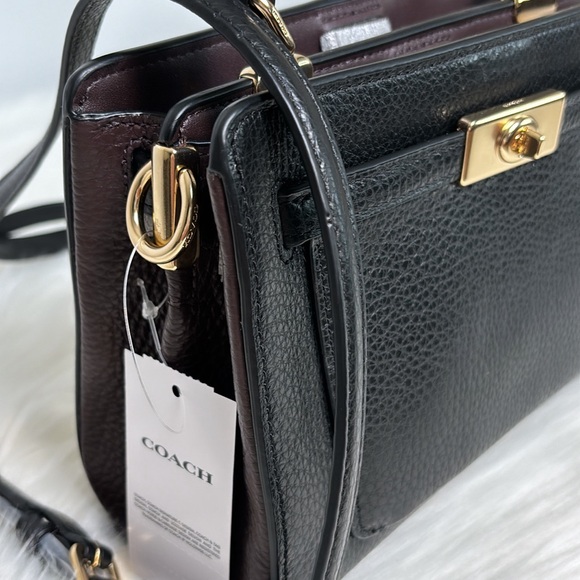 NWT💃Coach Mini Lane Top Handle Gold/Black Multi Purse - Picture 3 of 11